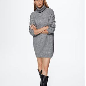 Mango Turtleneck Sweater Dress, Size S, Gray